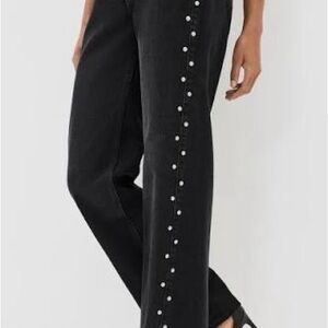 Reformation Cary High Rise Slouchy. Black Stud. Size 29